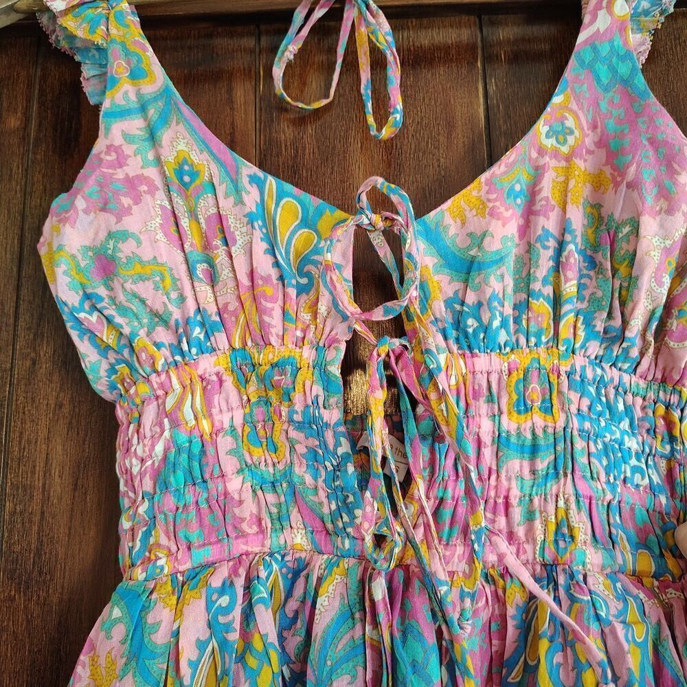 Love The Label Paisley Wide Leg Jumpsuit S Anthropologie Tie Front NWT Ruffle - Picture 4 of 10